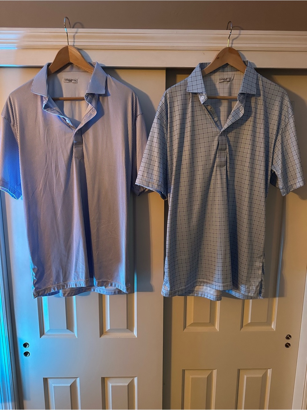 Collars & Co. Men’s Blue Short-Sleeve Dress Polo — Two-Pack